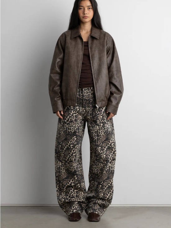 OAK + FORT Denim - OAK + FORT Leopard-Print Wide-Leg Jeans in Brown and Black SIZE 32